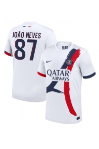 Paris Saint-Germain Joao Neves #87 Jalkapallovaatteet Vieraspaita 2024-25 Lyhythihainen